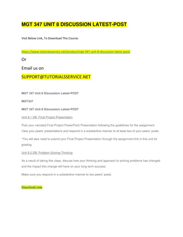 mgt 347 unit 8 discussion latest post