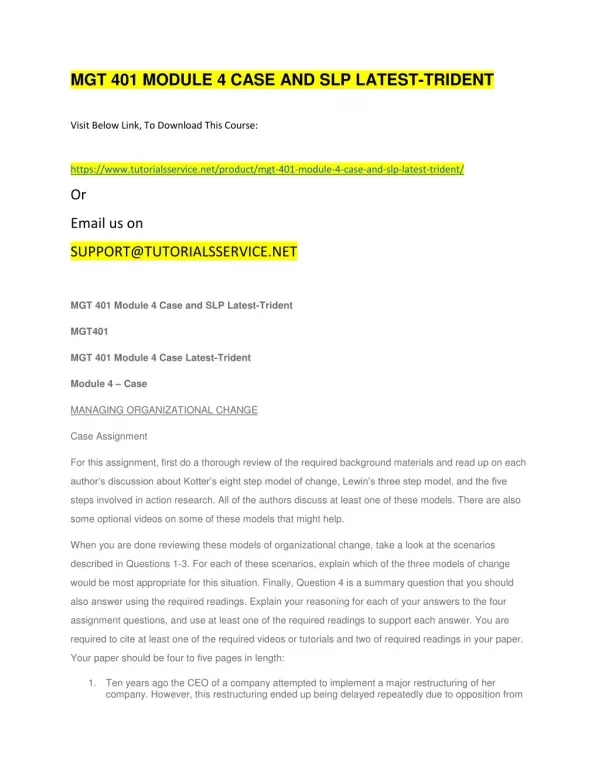 mgt 401 module 4 case and slp latest trident