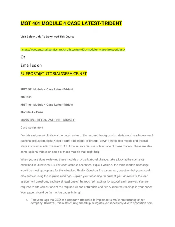 mgt 401 module 4 case latest trident