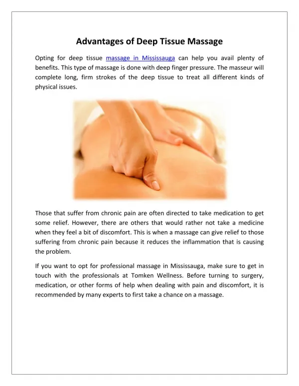 Advantages of Deep Tissue Massage