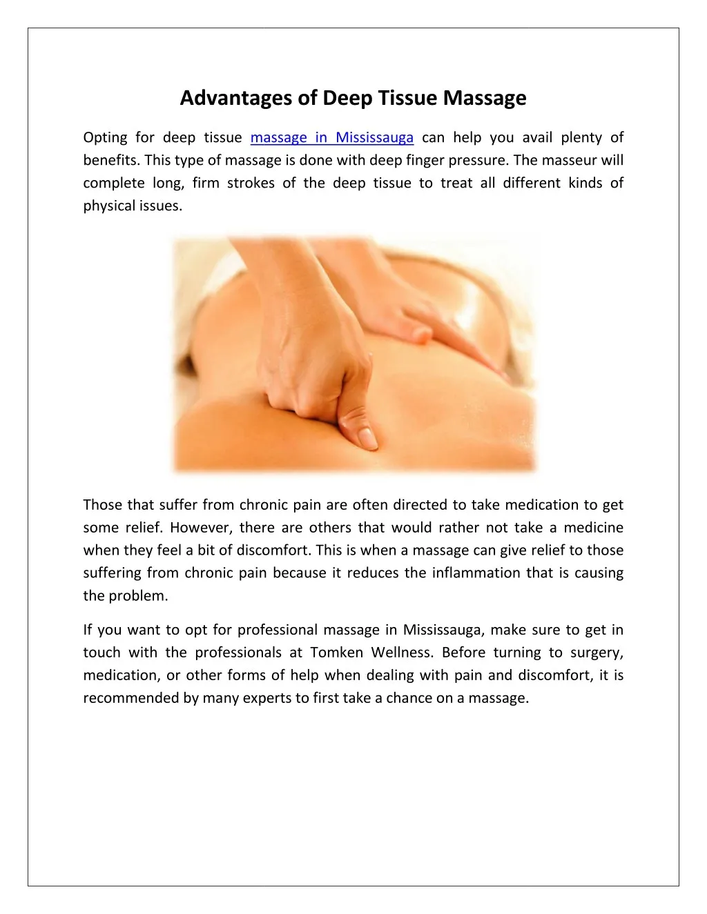 advantages of deep tissue massage advantages