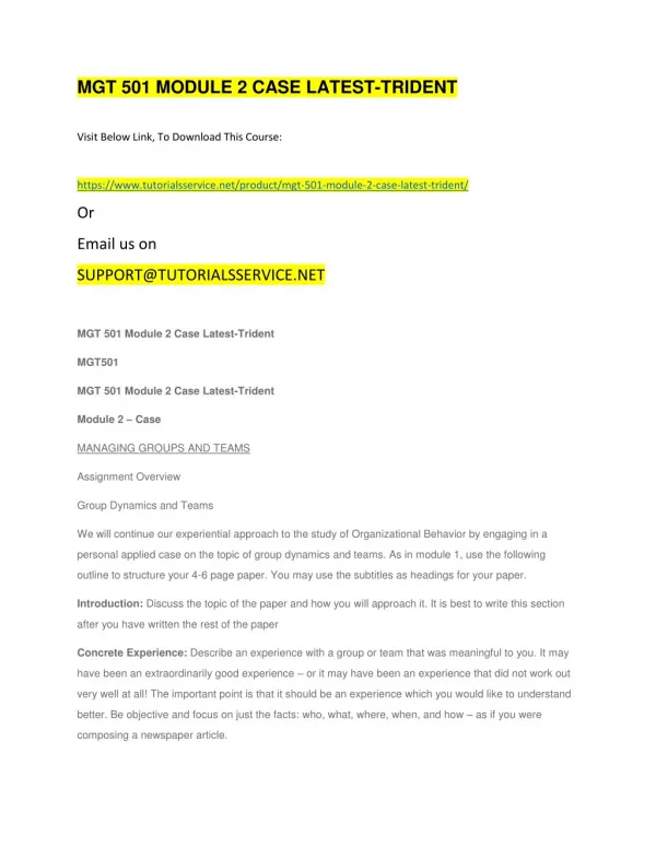 mgt 501 module 2 case latest trident