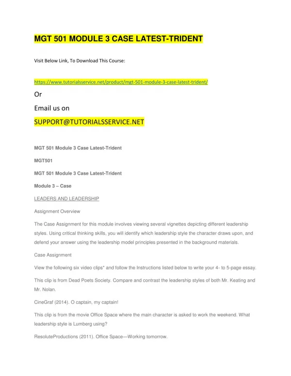 mgt 501 module 3 case latest trident