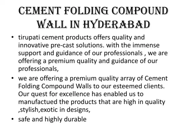 Cement Folding Compound Wall in hyderabad