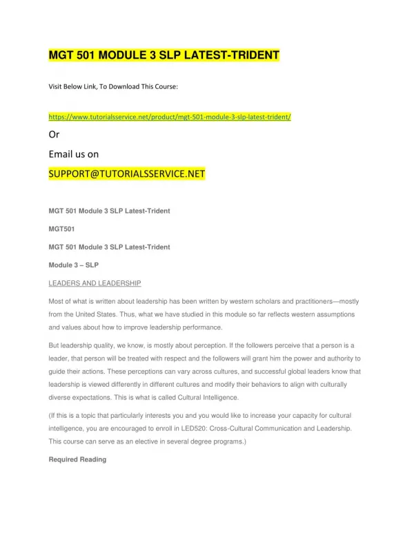 mgt 501 module 3 slp latest trident