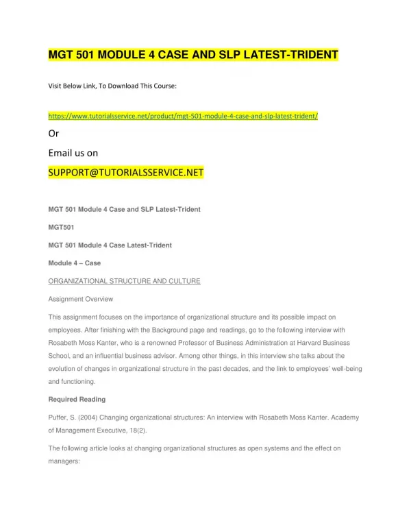 mgt 501 module 4 case and slp latest trident