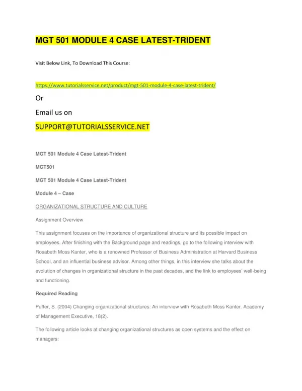 mgt 501 module 4 case latest trident