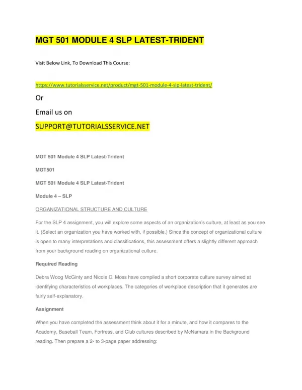 mgt 501 module 4 slp latest trident