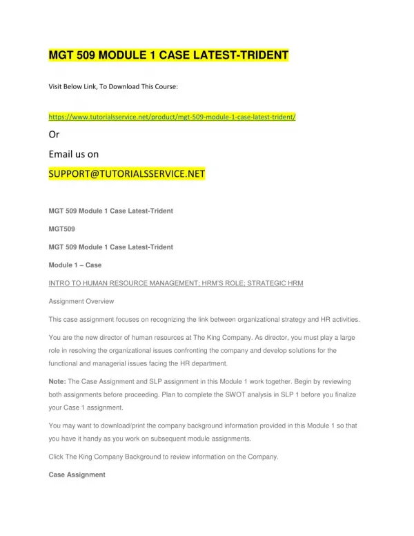 mgt 509 module 1 case latest trident