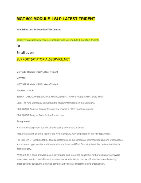 mgt 509 module 1 slp latest trident
