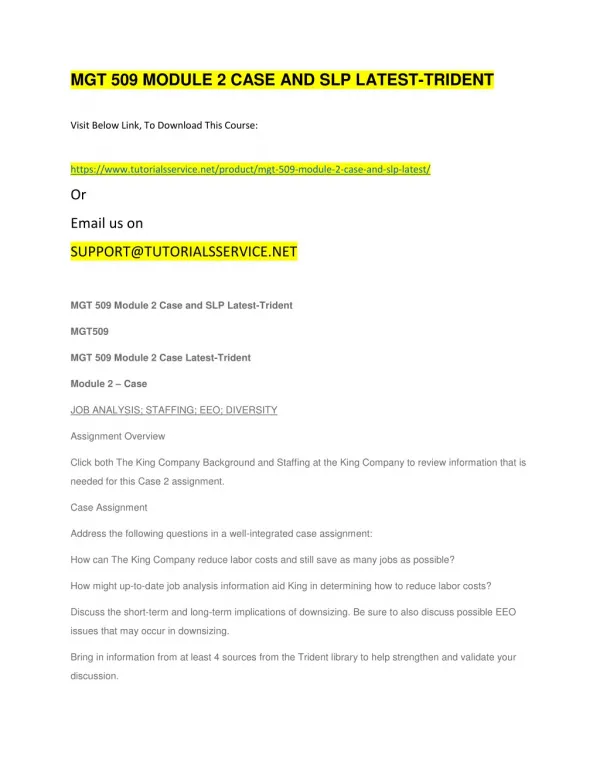 mgt 509 module 2 case and slp latest trident