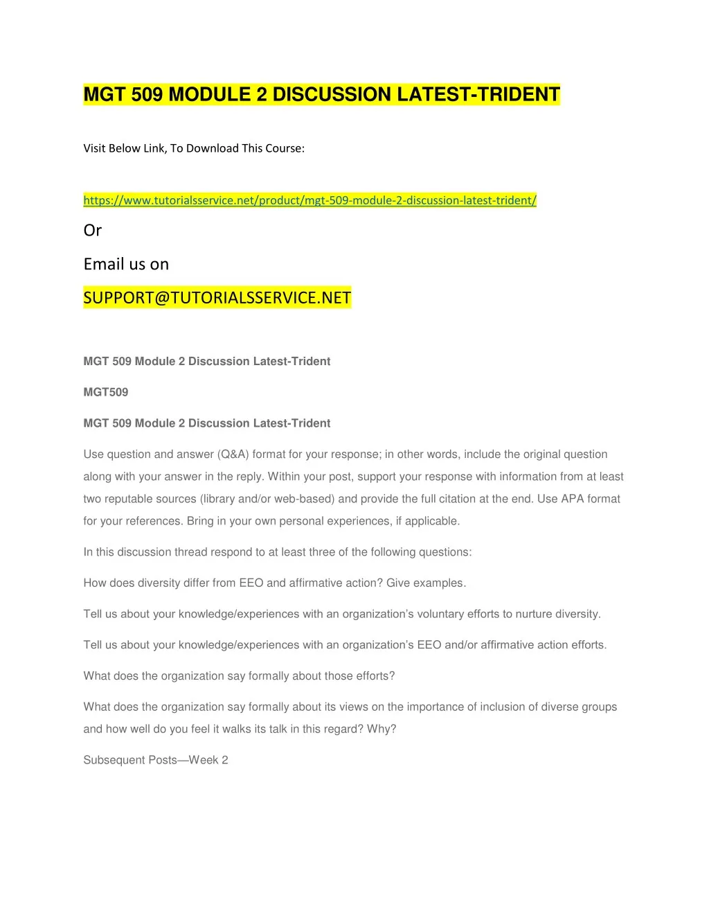 mgt 509 module 2 discussion latest trident