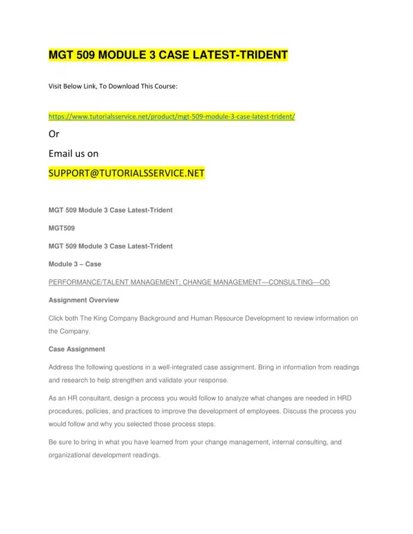 mgt 509 module 3 case latest trident