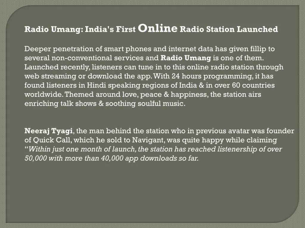 radio umang india s first online radio station