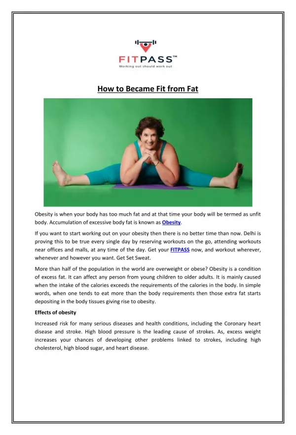 How to Became Fit from Fat