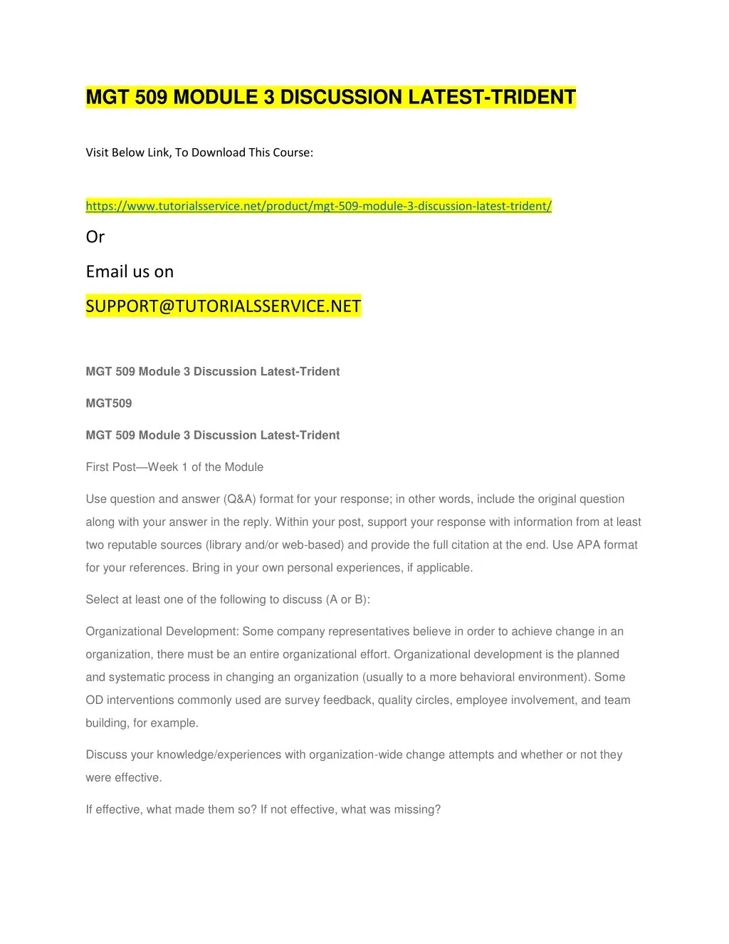 mgt 509 module 3 discussion latest trident