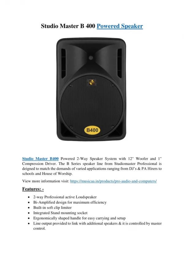 Studio Master B 400 Powered Speaker