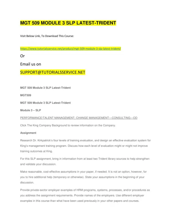 mgt 509 module 3 slp latest trident