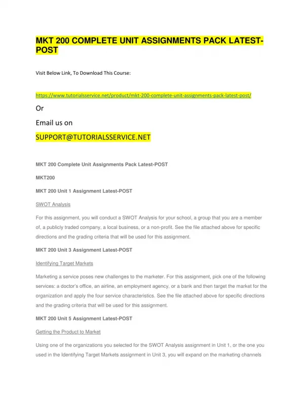 mkt 200 complete unit assignments pack latest post