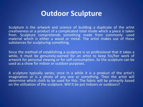 The Untold Secret to Mastering Outdoor sculpture: Read the Article