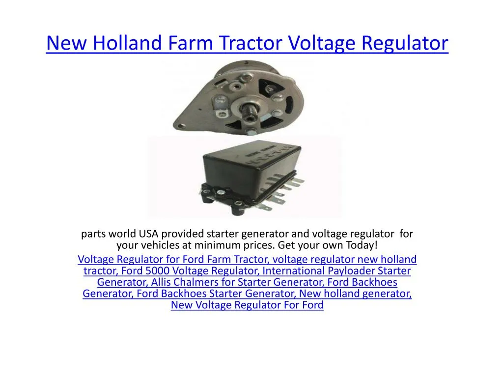 new holland farm tractor voltage regulator