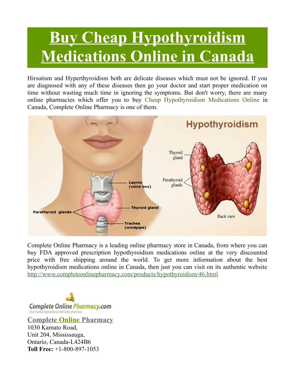 buy cheap hypothyroidism medications online