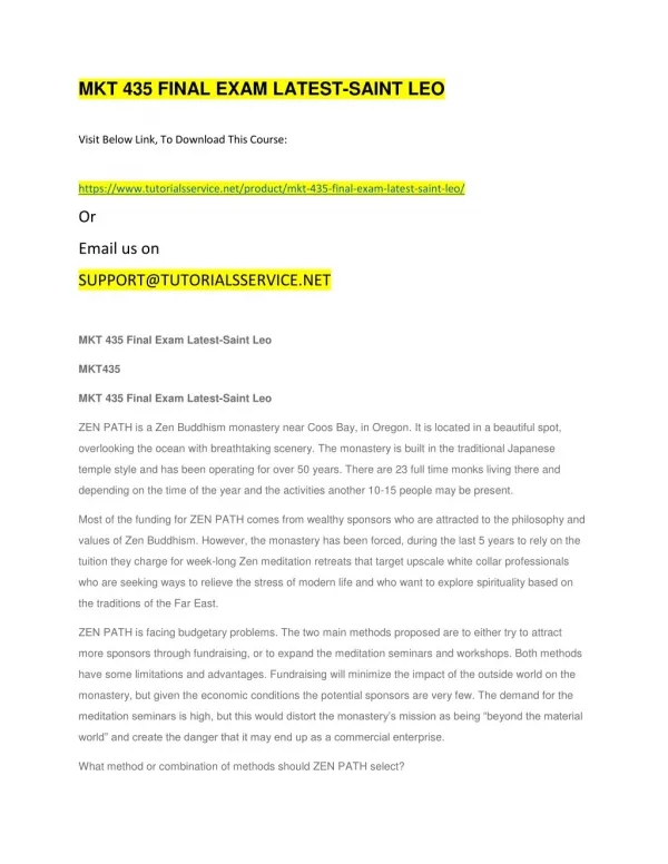 mkt 435 final exam latest saint leo