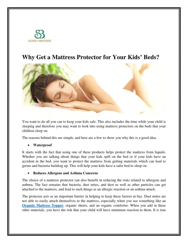 Why Get a Mattress Protector for Your Kidsâ€™ Beds?