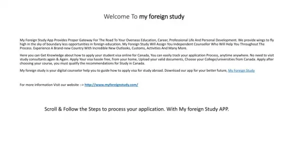 My Foreign Study for Study in Canada