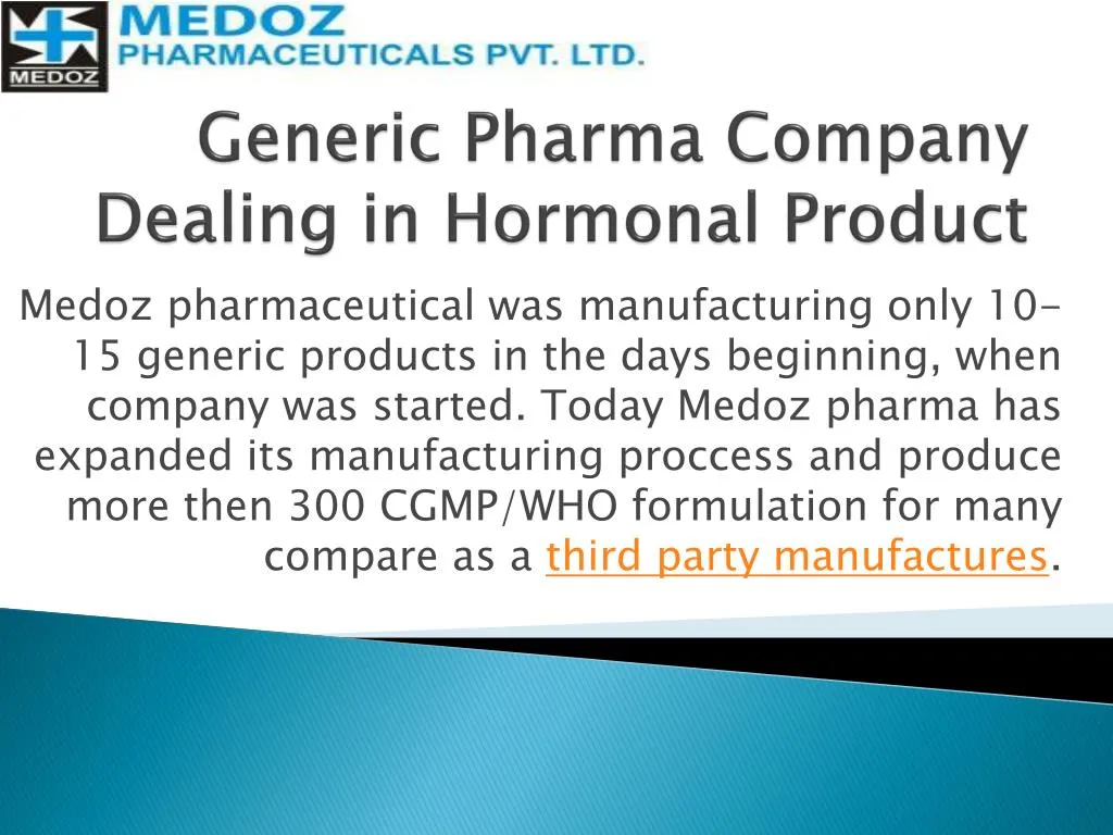 generic pharma company dealing in hormonal p roduct