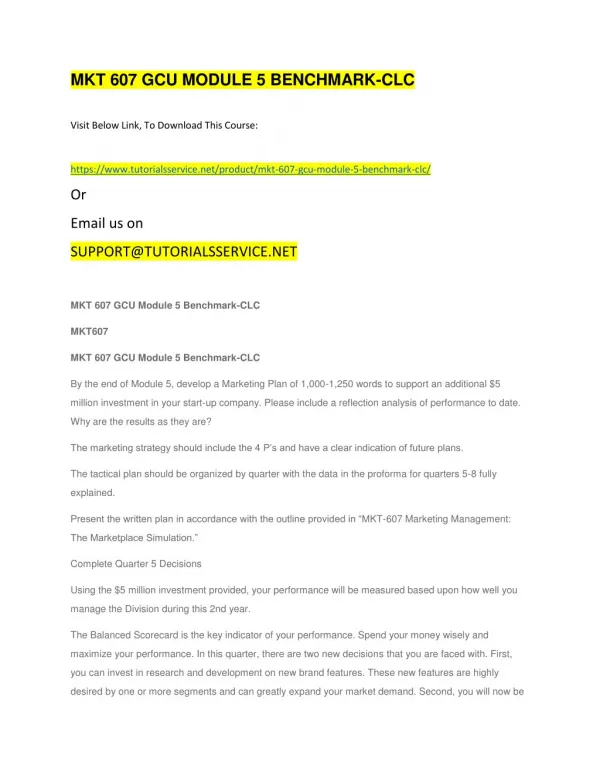 mkt 607 gcu module 5 benchmark clc