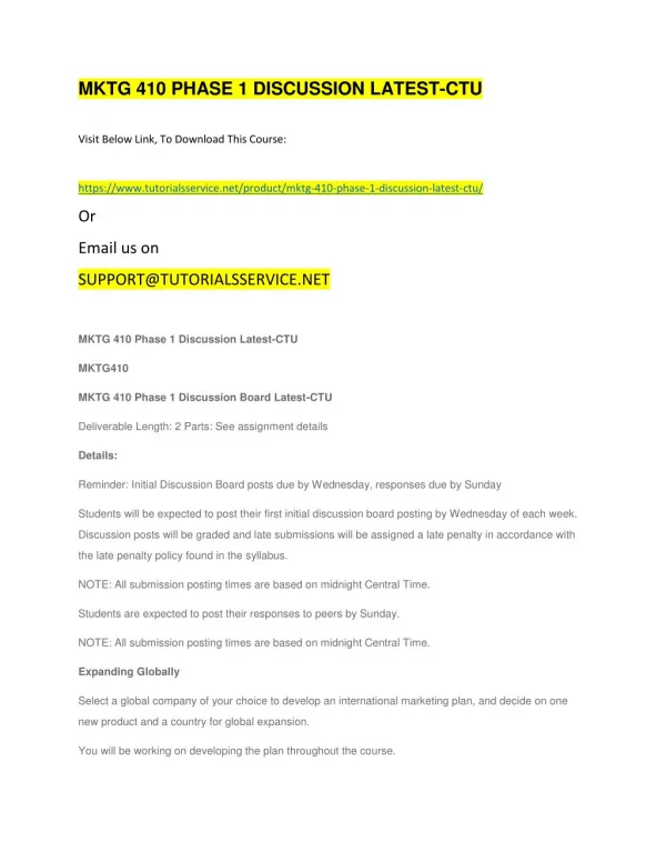 mktg 410 phase 1 discussion latest ctu