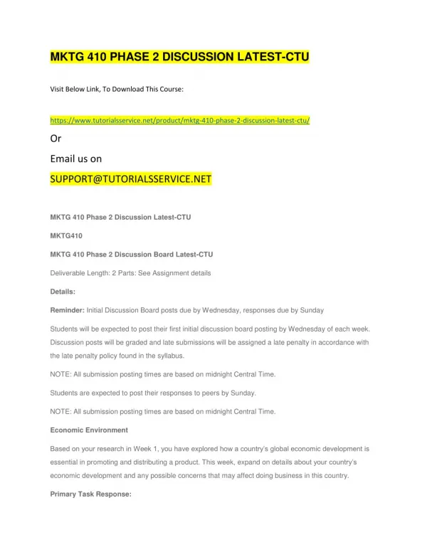 mktg 410 phase 2 discussion latest ctu
