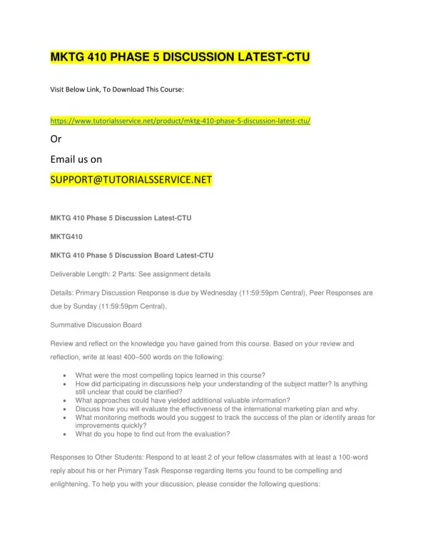 mktg 410 phase 5 discussion latest ctu