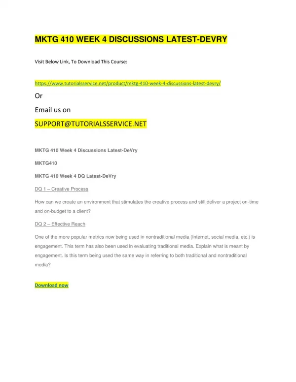 mktg 410 week 4 discussions latest devry
