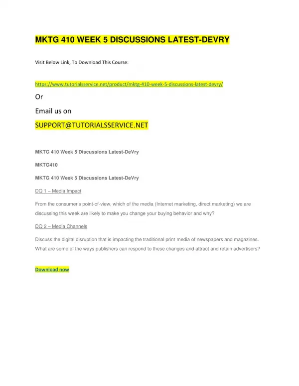 mktg 410 week 5 discussions latest devry