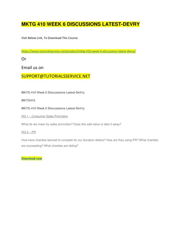 mktg 410 week 6 discussions latest devry