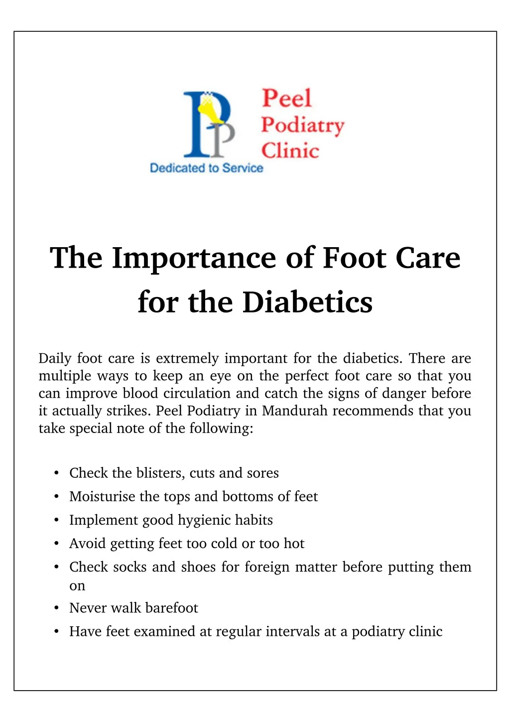 the importance of foot care for the diabetics