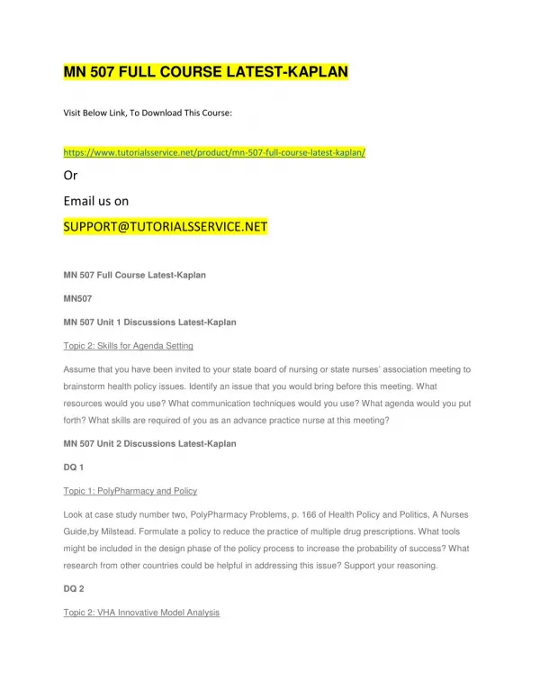 mn 507 full course latest kaplan