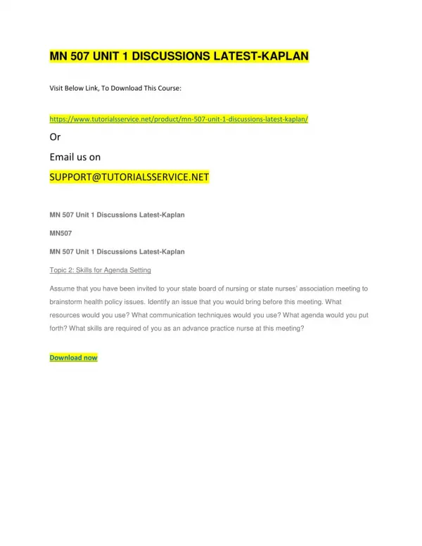 mn 507 unit 1 discussions latest kaplan