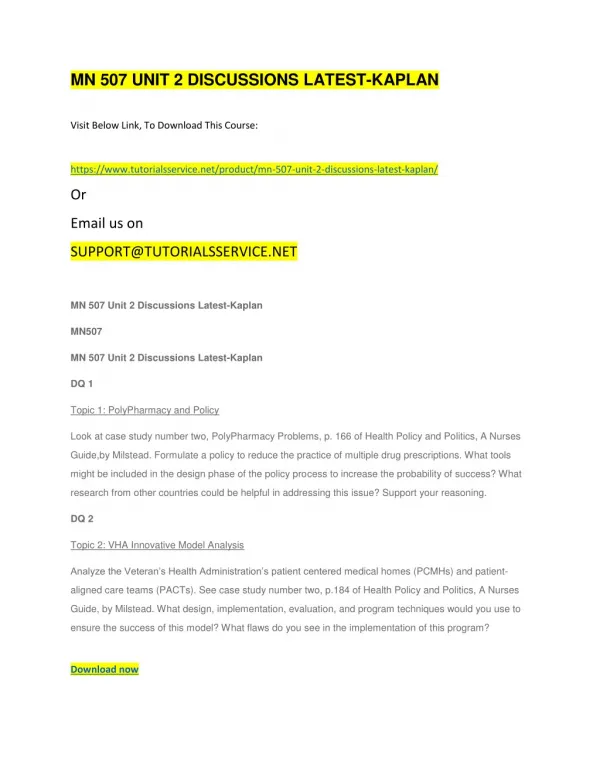 mn 507 unit 2 discussions latest kaplan