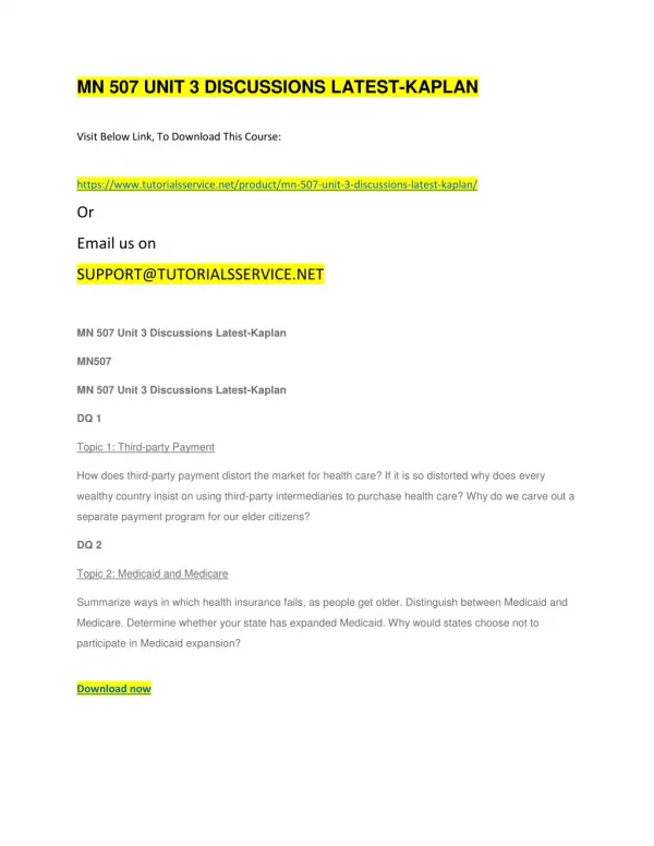 mn 507 unit 3 discussions latest kaplan