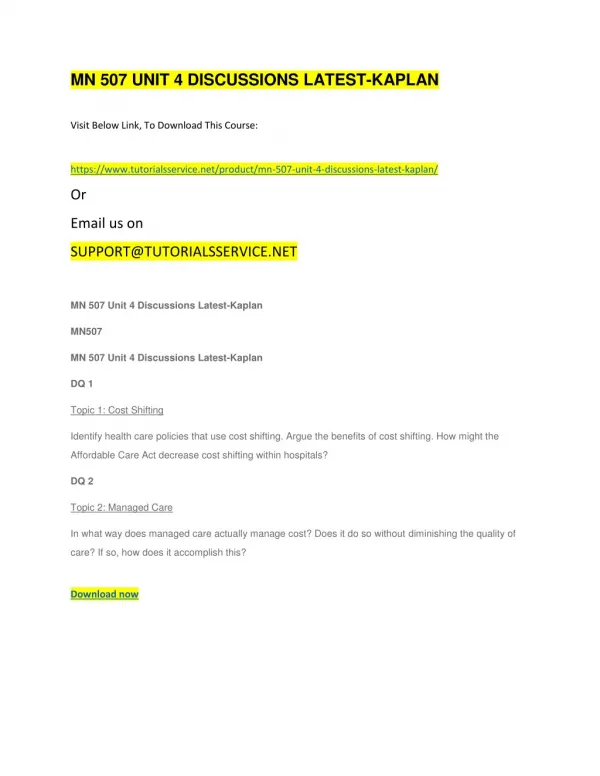 mn 507 unit 4 discussions latest kaplan