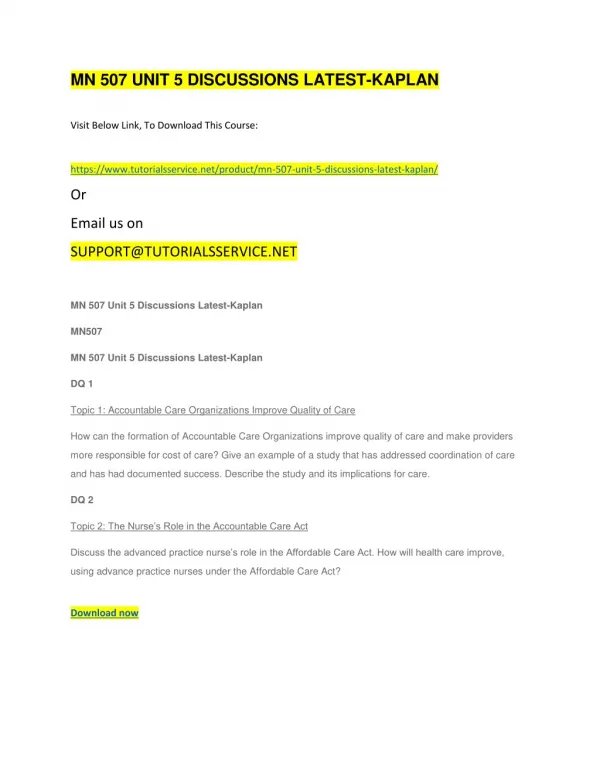 mn 507 unit 5 discussions latest kaplan