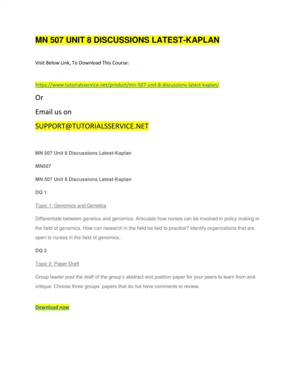 mn 507 unit 8 discussions latest kaplan