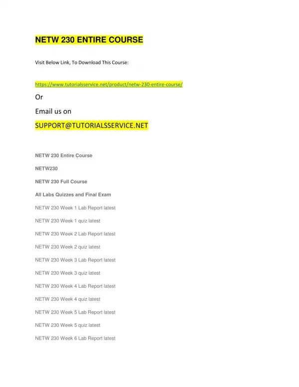 netw 230 entire course