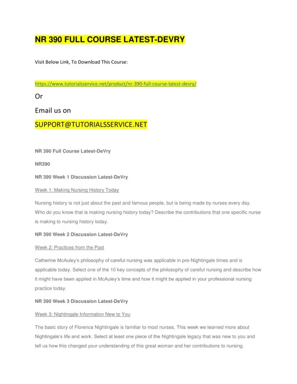 nr 390 full course latest devry