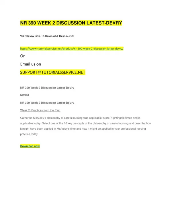 nr 390 week 2 discussion latest devry