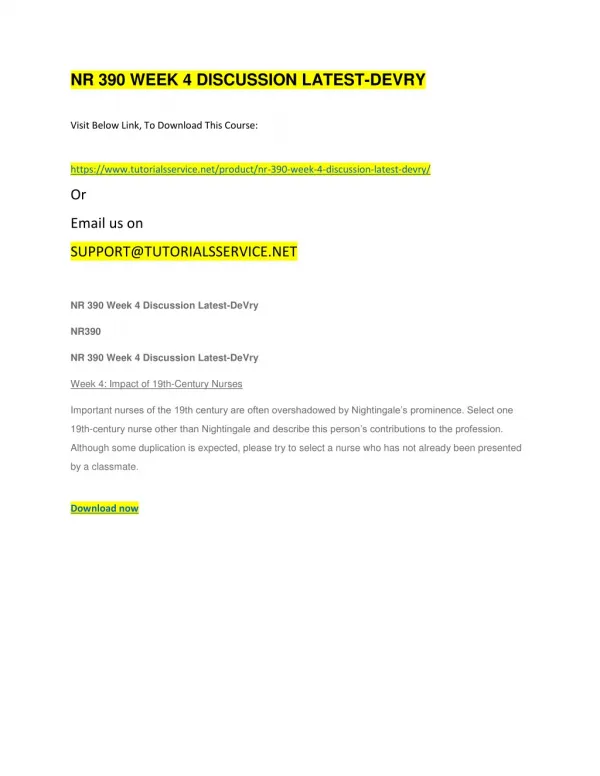 nr 390 week 4 discussion latest devry