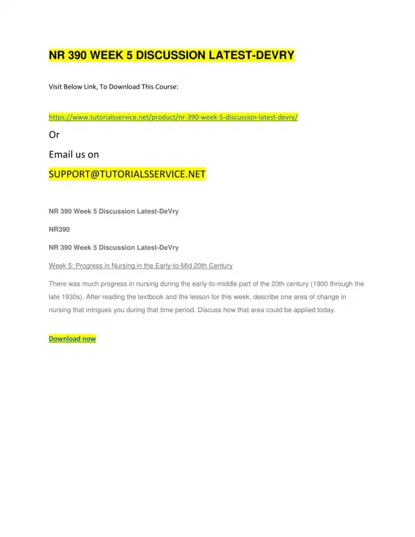 nr 390 week 5 discussion latest devry